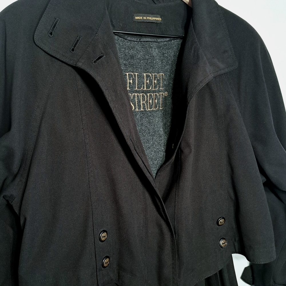Fleet Street long black trench coat with zip in/out lining for extra warmth.